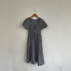 Madewell Gingham Dress with Embroidered Dots